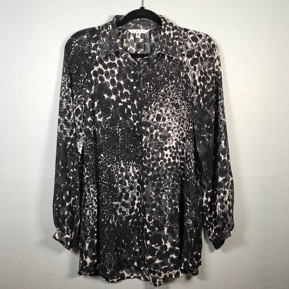 Cabi‎ animal print blouse black and white size XS